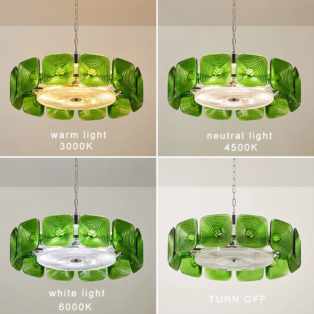 Lustre avec abat-jour verre - Style Vintage Retro
