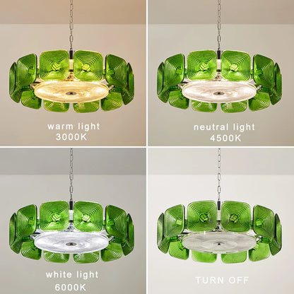 Lustre avec abat-jour verre - Style Vintage Retro