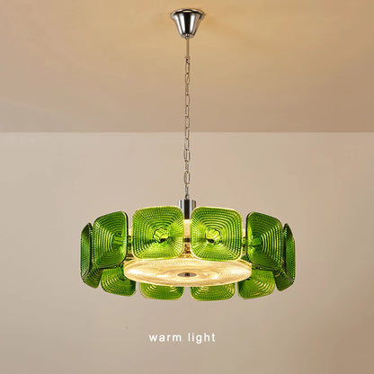 Lustre avec abat-jour verre - Style Vintage Retro