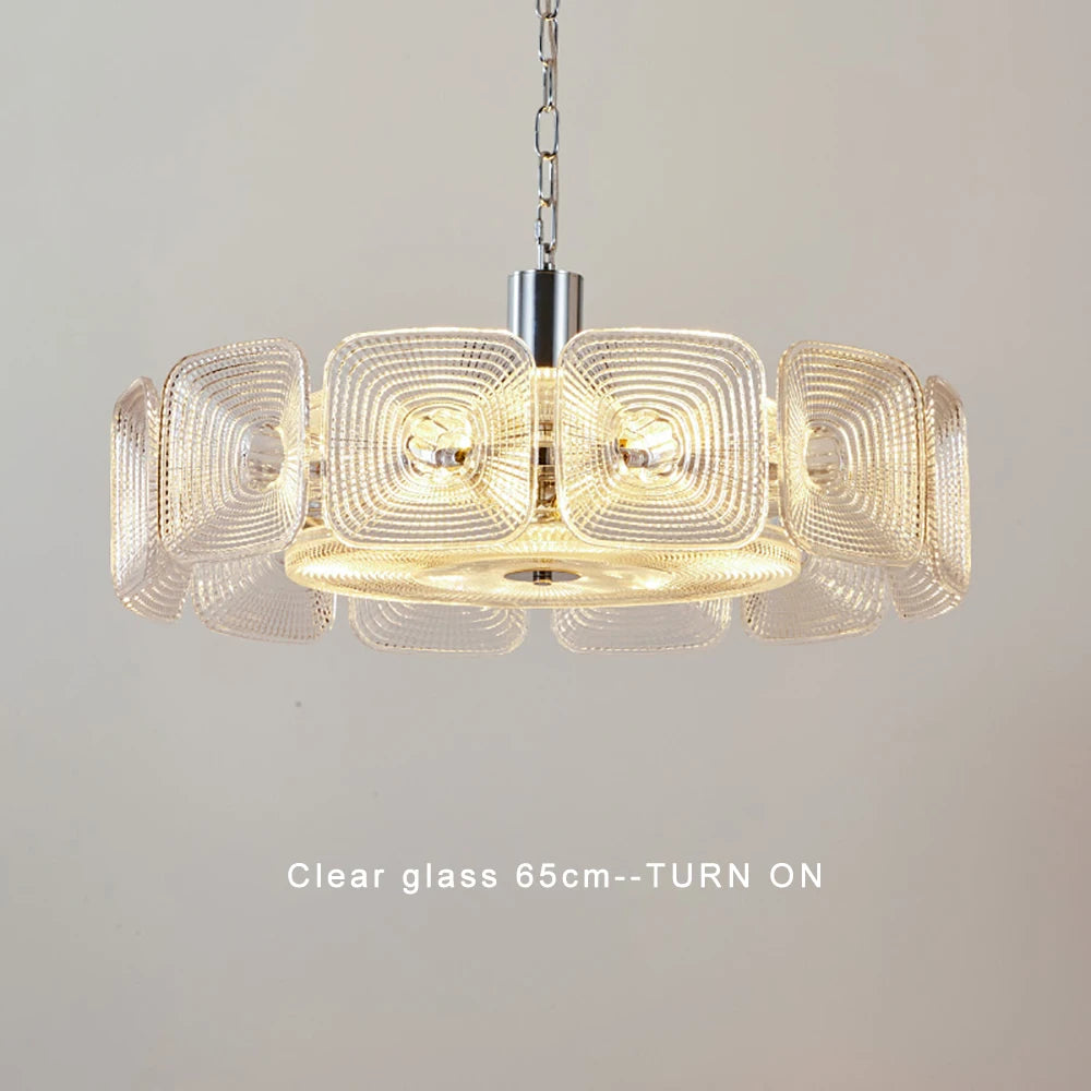 Lustre avec abat-jour verre - Style Vintage Retro