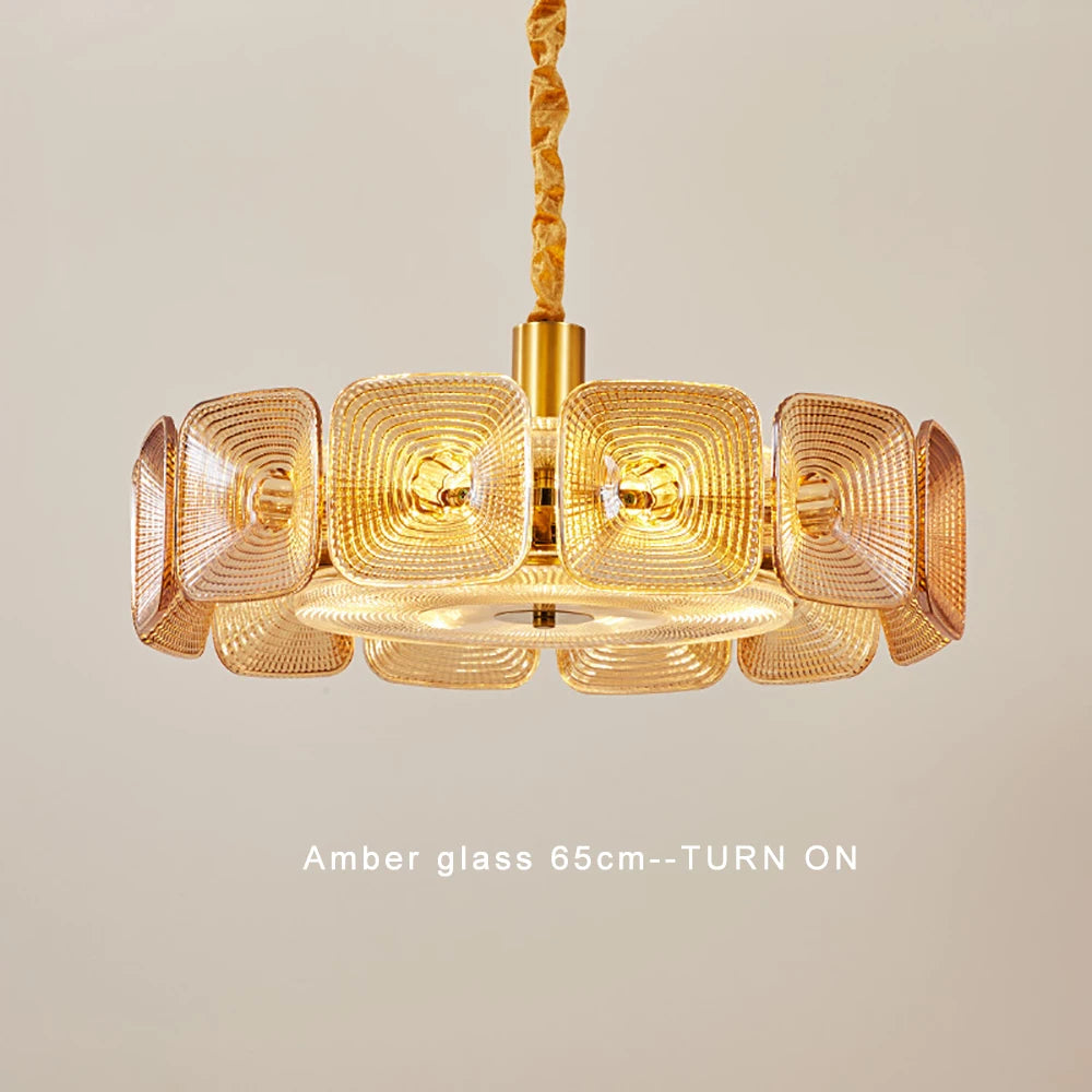 Lustre avec abat-jour verre - Style Vintage Retro