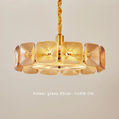 Lustre avec abat-jour verre - Style Vintage Retro