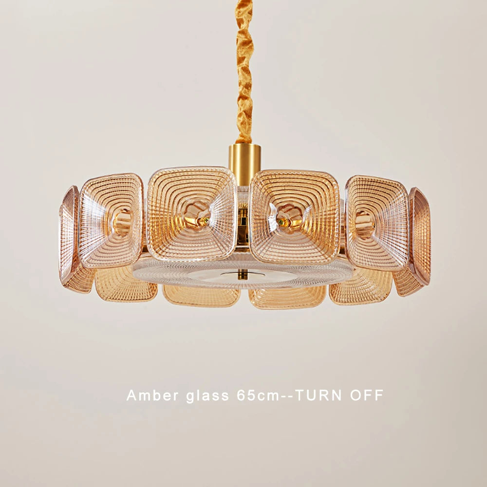Lustre avec abat-jour verre - Style Vintage Retro