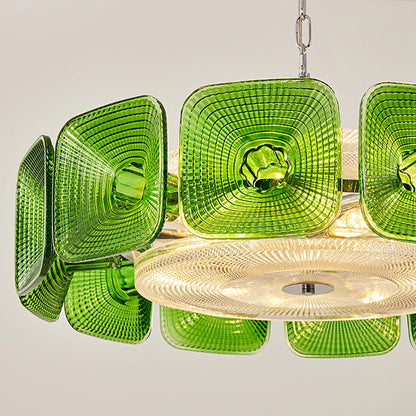 Lustre avec abat-jour verre - Style Vintage Retro