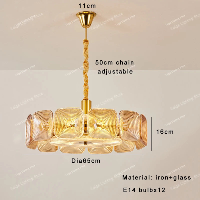 Lustre avec abat-jour verre - Style Vintage Retro