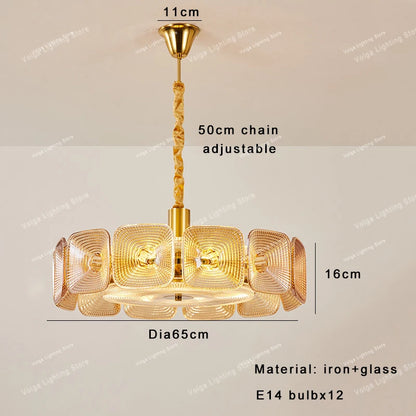 Lustre avec abat-jour verre - Style Vintage Retro