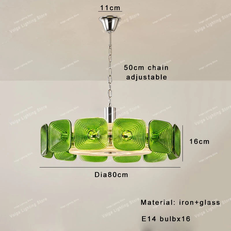 Lustre avec abat-jour verre - Style Vintage Retro