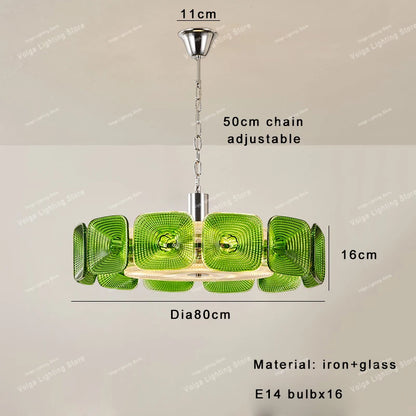 Lustre avec abat-jour verre - Style Vintage Retro