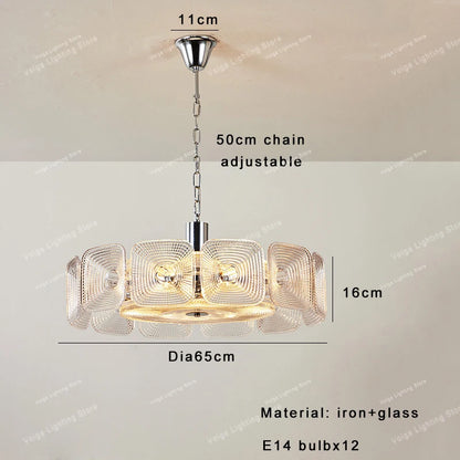 Lustre avec abat-jour verre - Style Vintage Retro