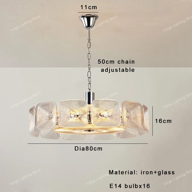Lustre avec abat-jour verre - Style Vintage Retro