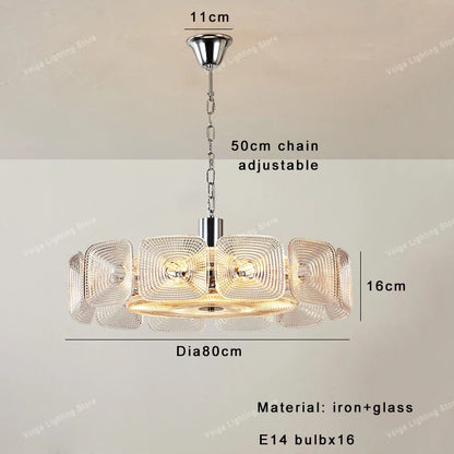 Lustre avec abat-jour verre - Style Vintage Retro
