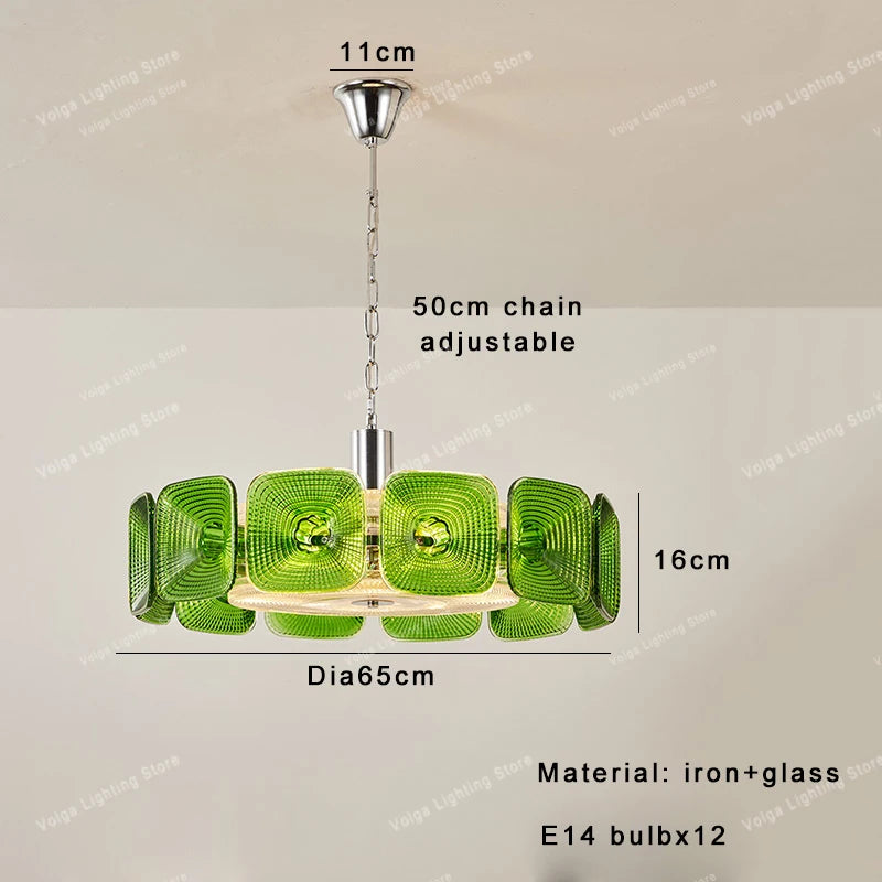 Lustre avec abat-jour verre - Style Vintage Retro