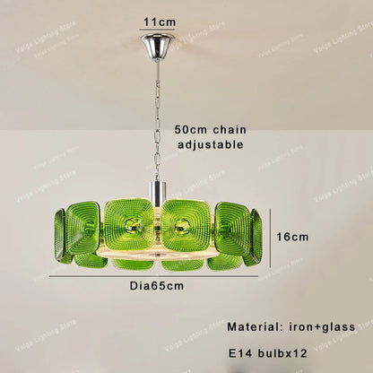 Lustre avec abat-jour verre - Style Vintage Retro