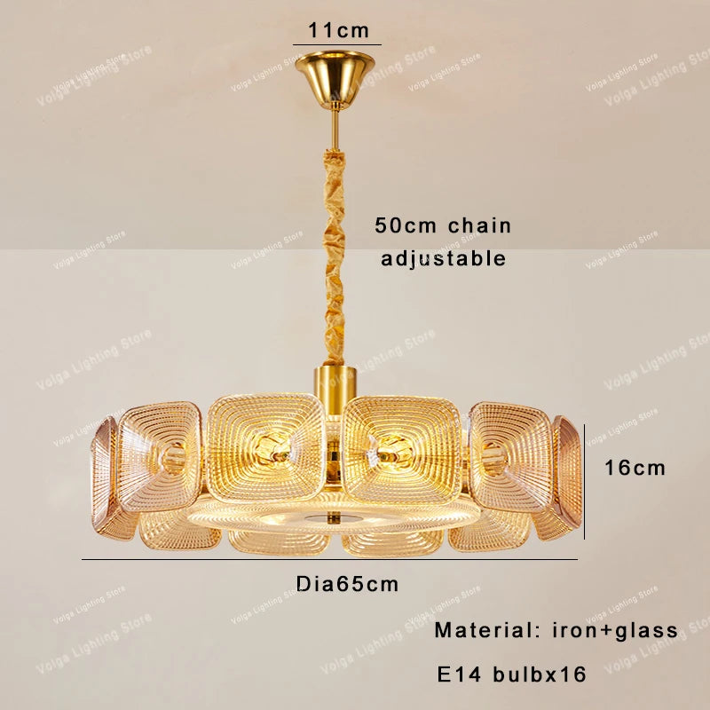 Lustre avec abat-jour verre - Style Vintage Retro