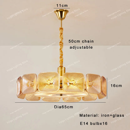 Lustre avec abat-jour verre - Style Vintage Retro