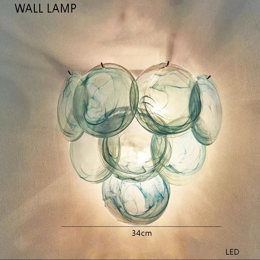 Lustre avec abat-jour verre - Style Vintage Retro