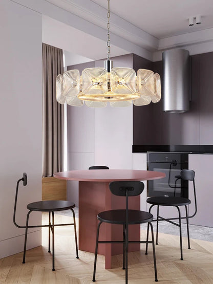 Lustre avec abat-jour verre - Style Vintage Retro