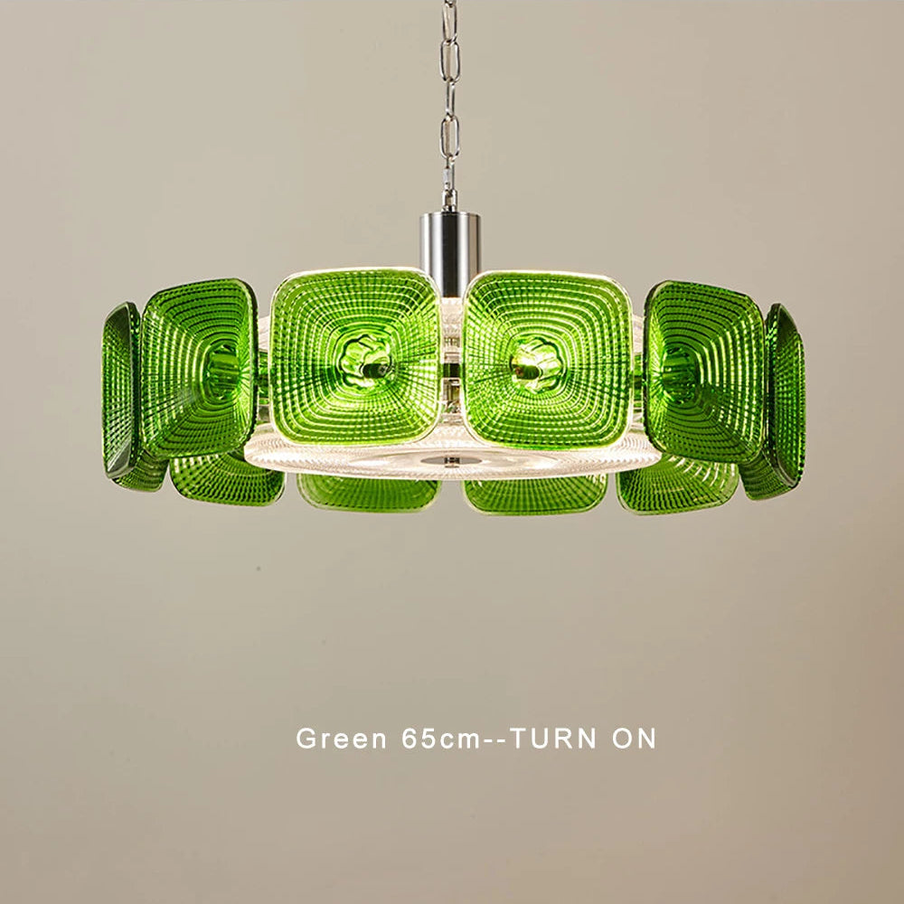 Lustre avec abat-jour verre - Style Vintage Retro