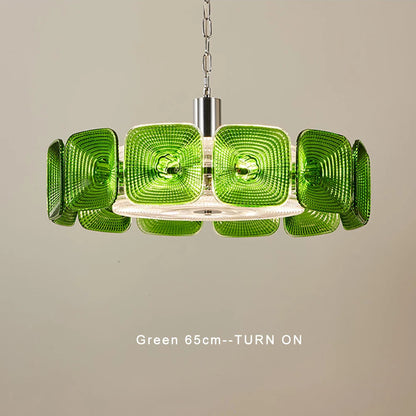Lustre avec abat-jour verre - Style Vintage Retro