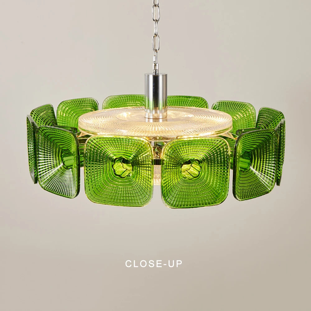 Lustre avec abat-jour verre - Style Vintage Retro