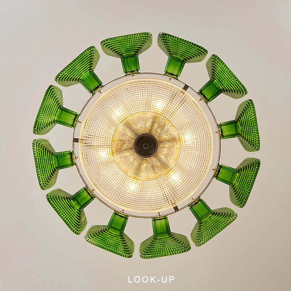 Lustre avec abat-jour verre - Style Vintage Retro