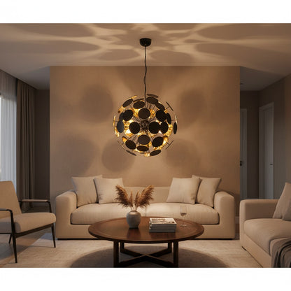 Lustre design noir et doré pour salon