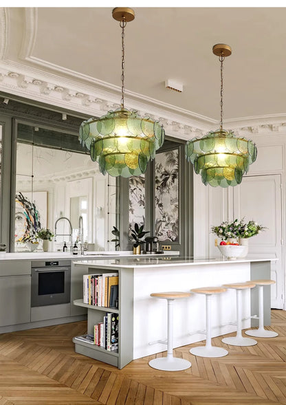 Lustre en Verre pour Cuisine - Luminaire Vintage Retro