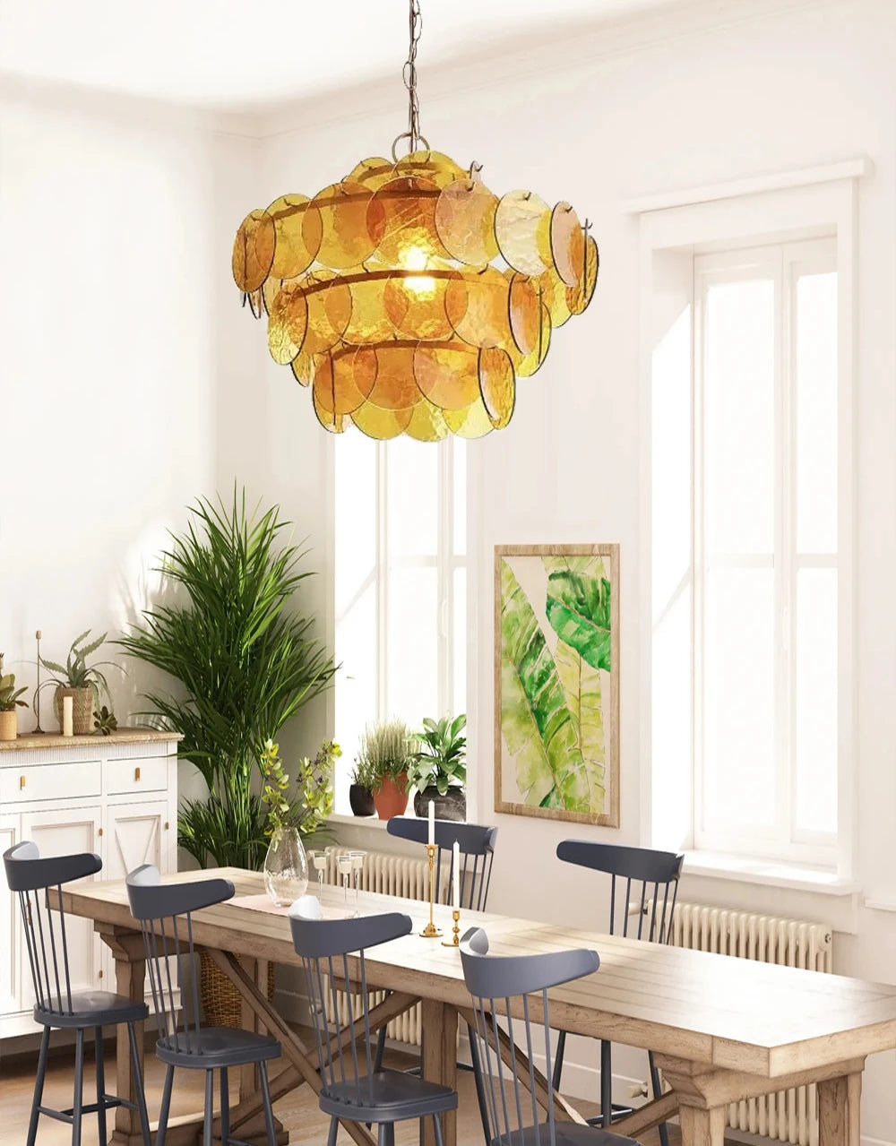 Lustre en Verre pour Cuisine - Luminaire Vintage Retro