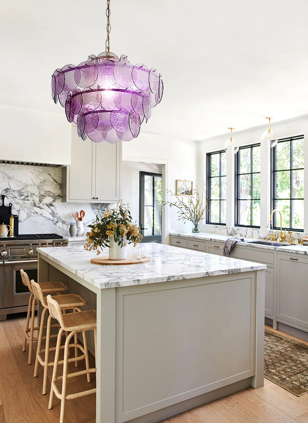 Lustre en Verre pour Cuisine - Luminaire Vintage Retro