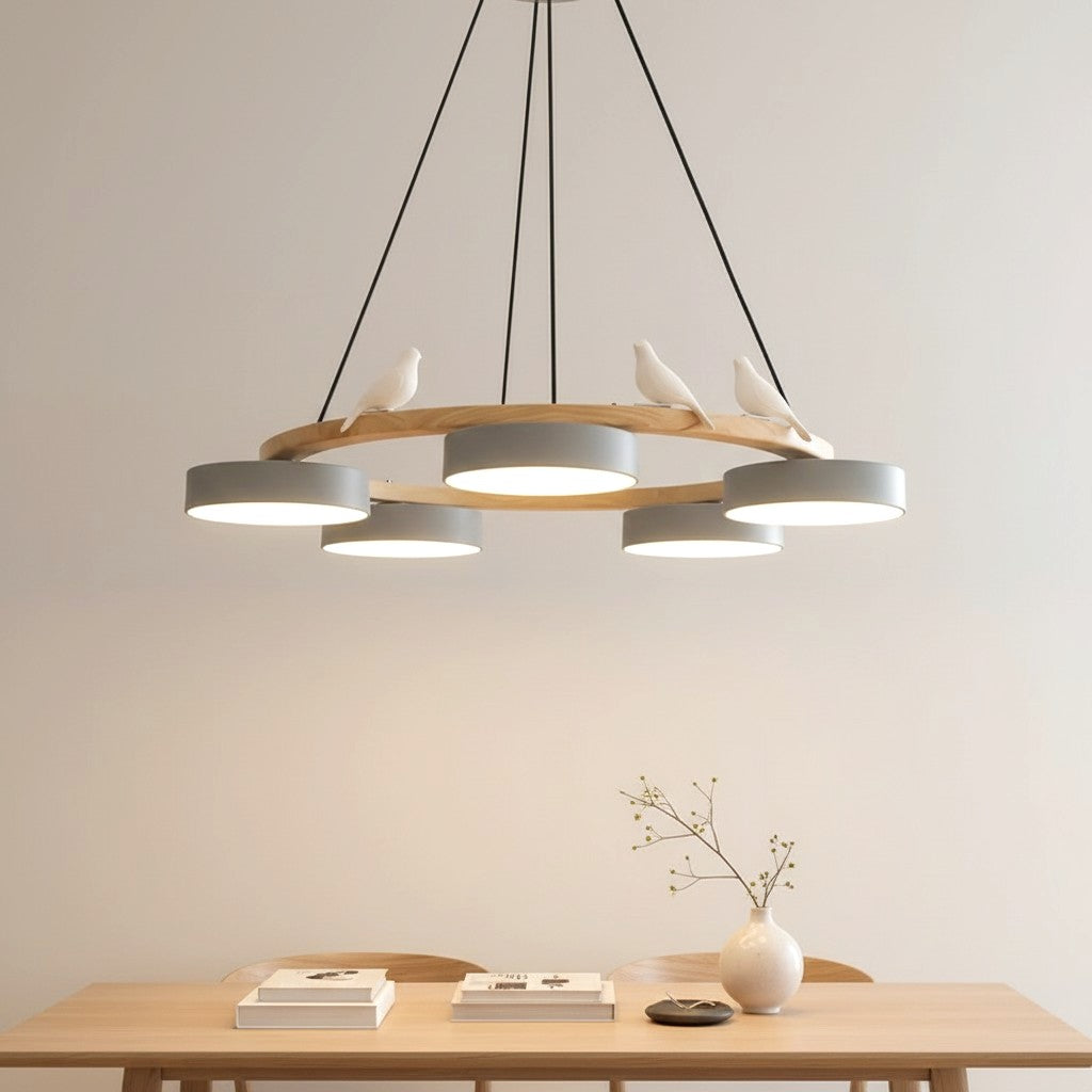 Lustre pour table de cuisine nordique avec oiseaux