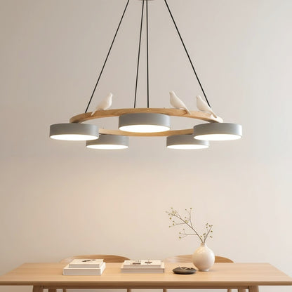 Lustre pour table de cuisine nordique avec oiseaux