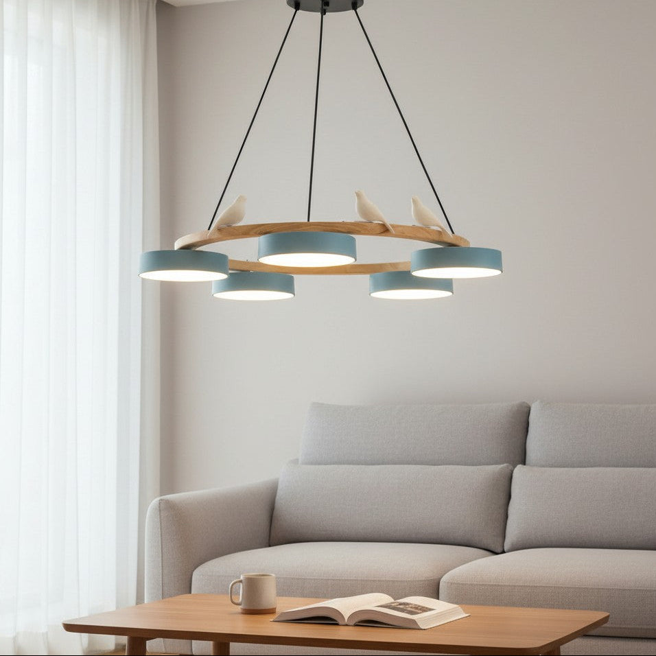 Lustre pour table de cuisine nordique avec oiseaux