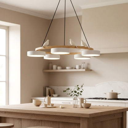 Lustre pour table de cuisine nordique avec oiseaux