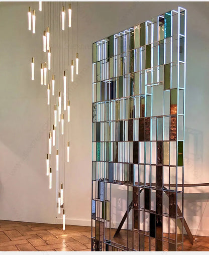 Lustre suspensions de tubes lumineux pour villa