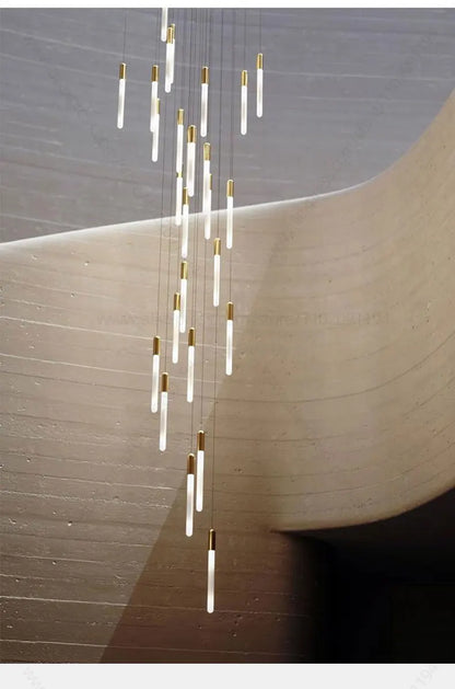 Lustre suspensions de tubes lumineux pour villa