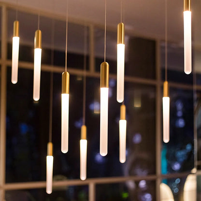 Lustre suspensions de tubes lumineux pour villa