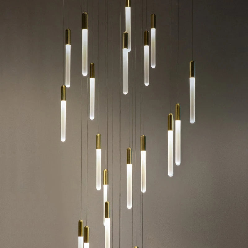 Lustre suspensions de tubes lumineux pour villa