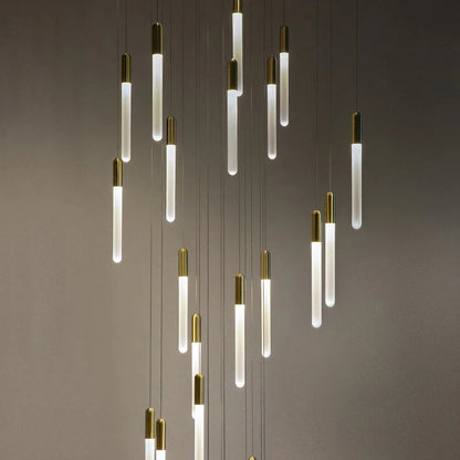Lustre suspensions de tubes lumineux pour villa