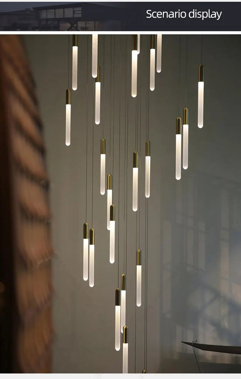 Lustre suspensions de tubes lumineux pour villa