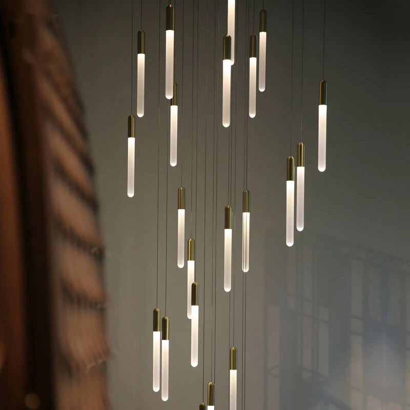 Lustre suspensions de tubes lumineux pour villa