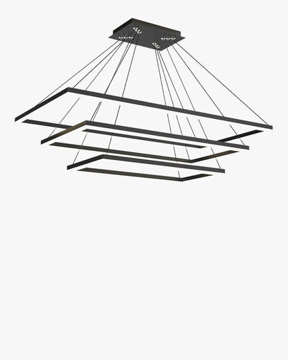 Lustre Rectangulaire à Plusieurs Niveaux "Luminaire Stratégique"