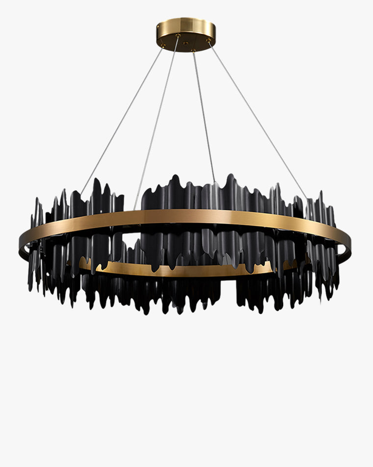 Lustre Rond - Iceberg Noir & Or