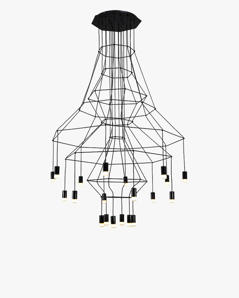 Lustre Sculptural en Fil Métallique