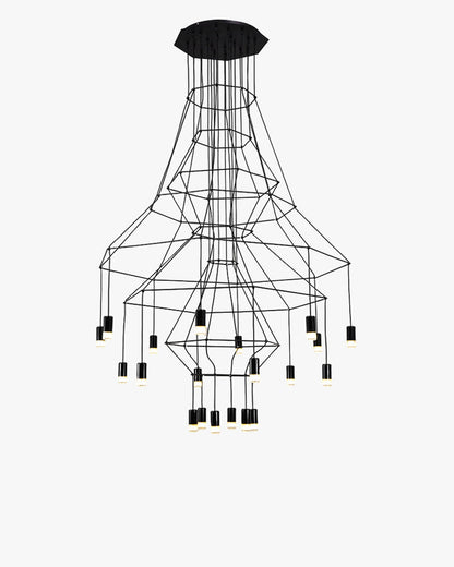 Lustre Sculptural en Fil Métallique