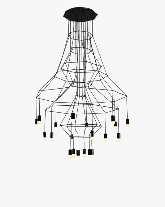 Lustre Sculptural en Fil Métallique