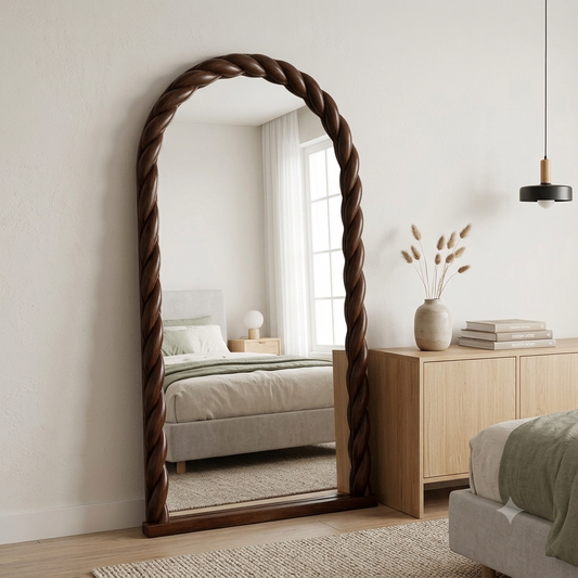 Miroir Arche en Bois Manguier Ondulé