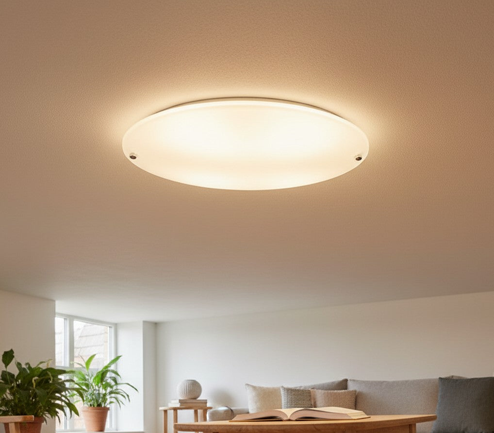 Petit Plafonnier Rond en Verre Blanc
