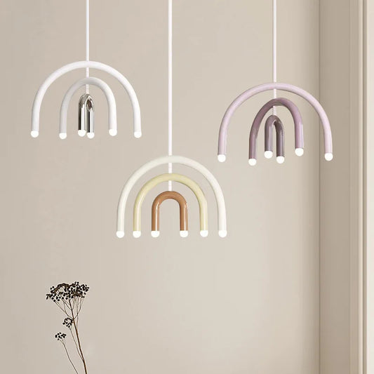 Lustre LED en forme de U couleur pastel - Style scandinave