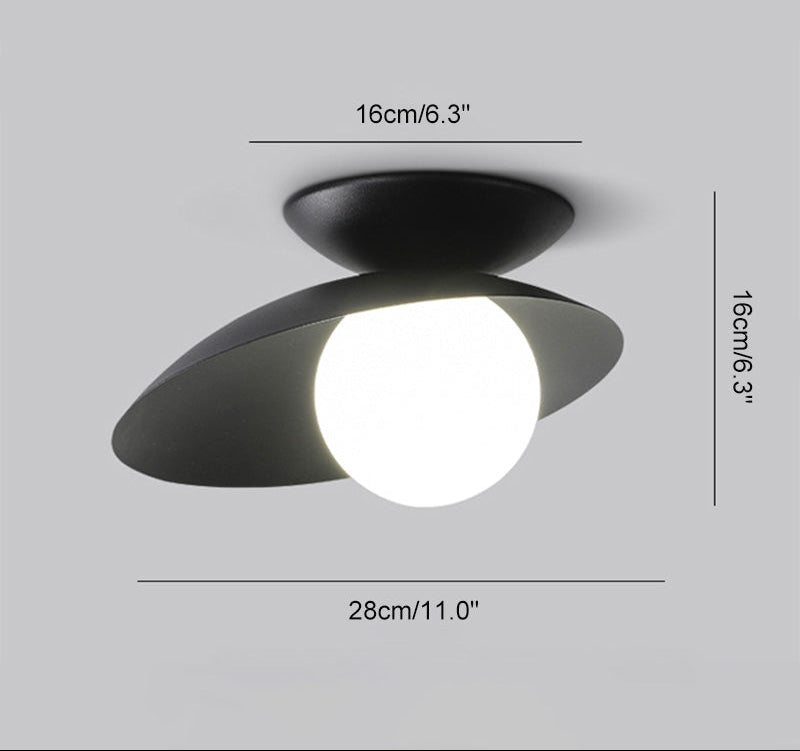 Plafonnier Asymétrique Globe Verre Dépoli