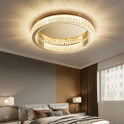 Plafonnier Cristal Doré - Élégance Lumineuse LED 40/50 cm